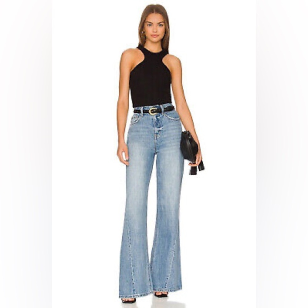 Pistola Ruby high rise wide leg palazzo jeans light wash size 30